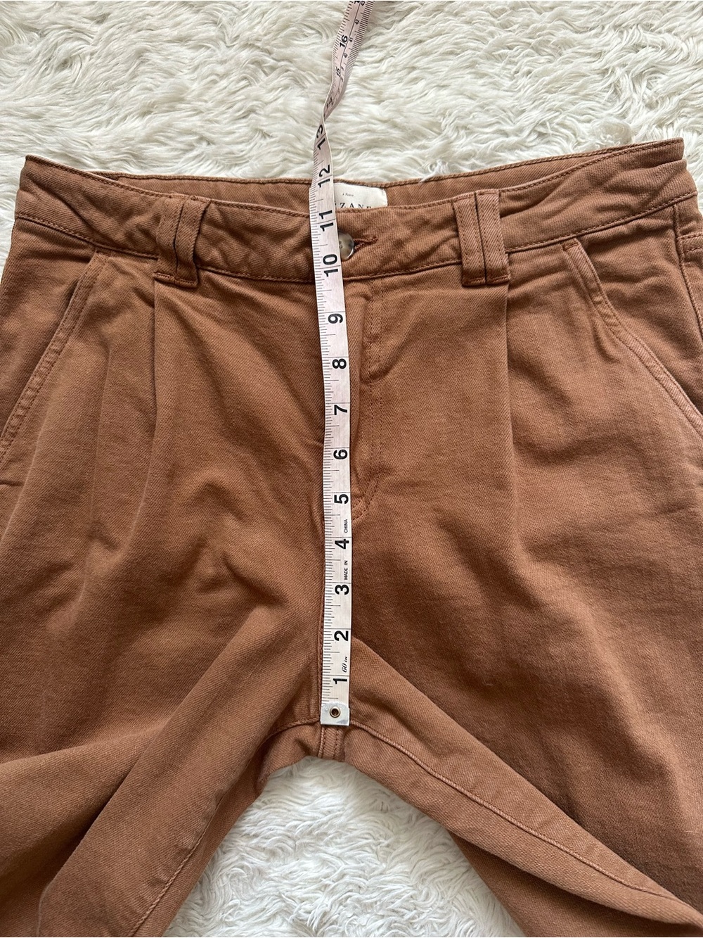 Sezane Pants Manu Trousers Front Pleats Tapered Leg Coffee Brown Sz 38 US 6 - Picture 13 of 15